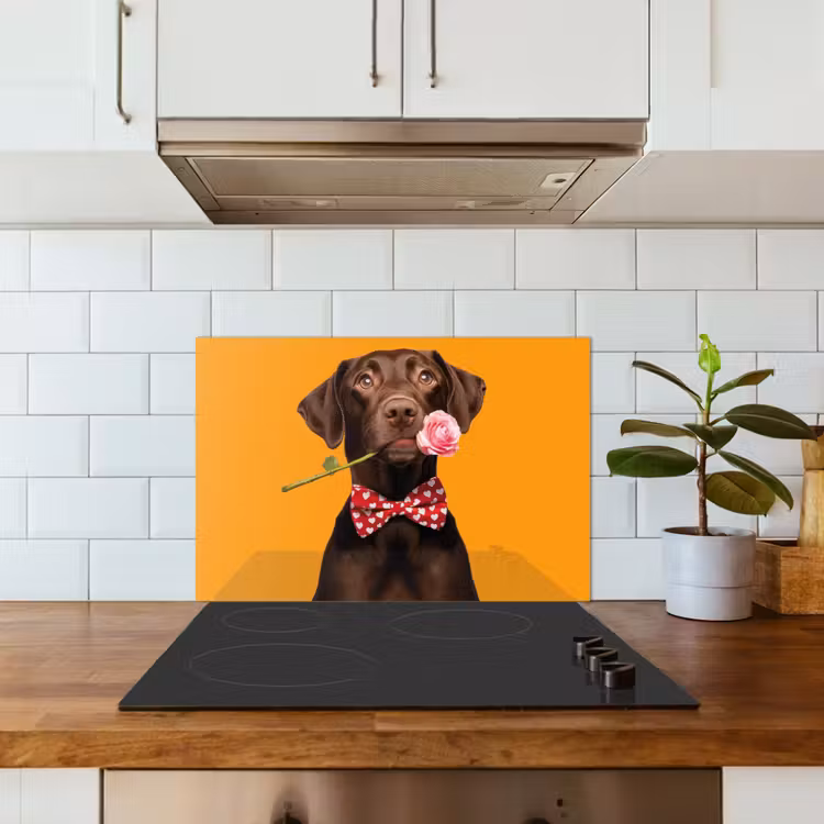 Spatscherm keuken - Hond - Oranje - Roos - Valentijn — 3