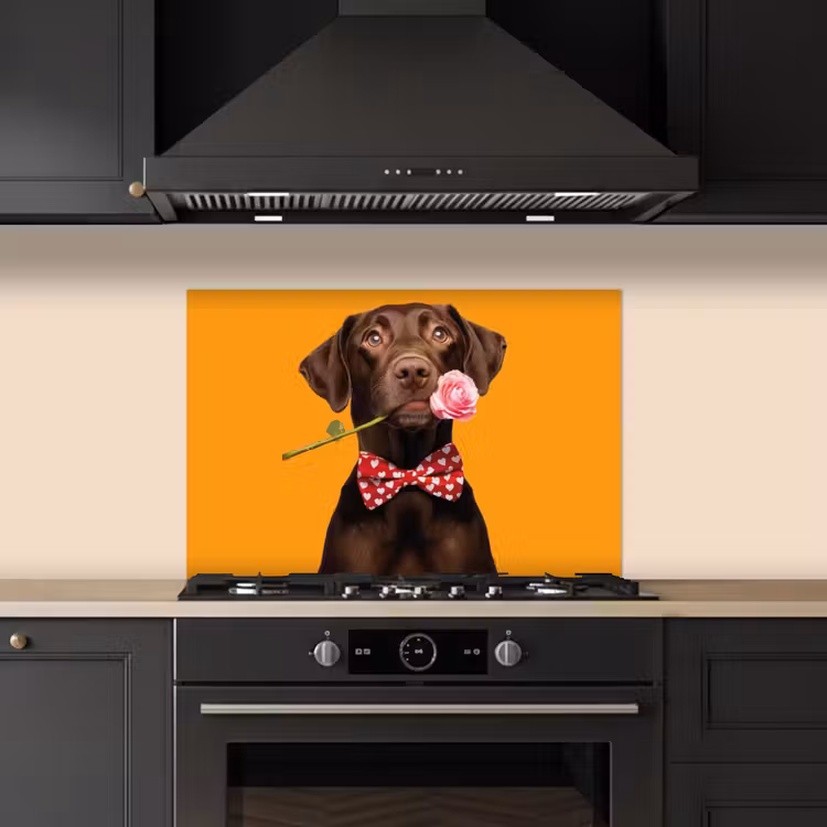 Spatscherm keuken - Hond - Oranje - Roos - Valentijn — 5