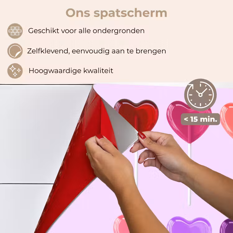 Spatscherm keuken - Lolly - Hart - Roze - Snoep — 4