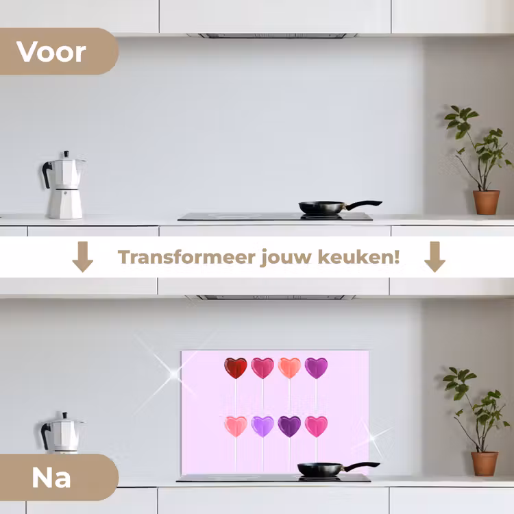 Spatscherm keuken - Lolly - Hart - Roze - Snoep — 7
