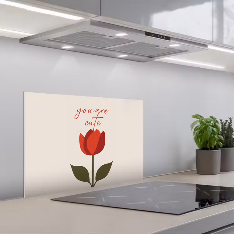 Spatscherm keuken - Roos - Rood - Bloem - Valentijn — 1