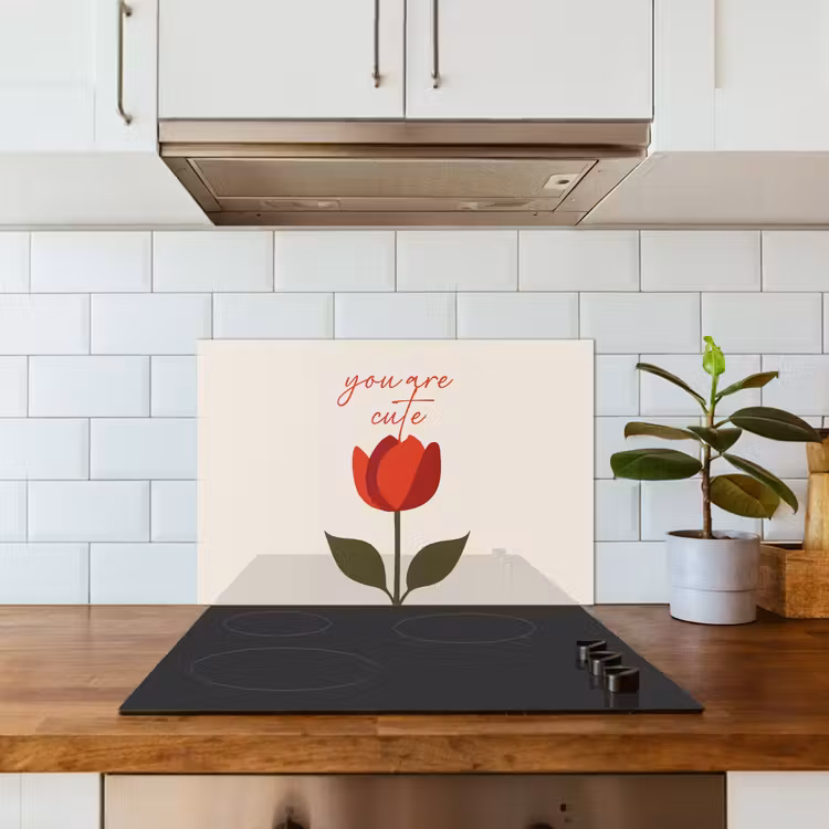 Spatscherm keuken - Roos - Rood - Bloem - Valentijn — 3