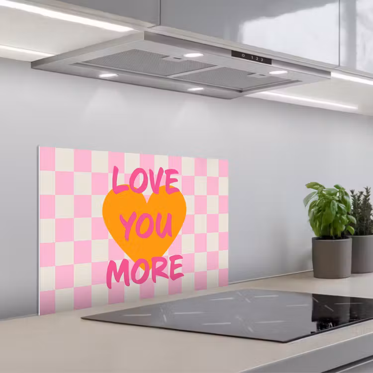 Spatscherm keuken - Valentijn - Love - Roze - Oranje — 1