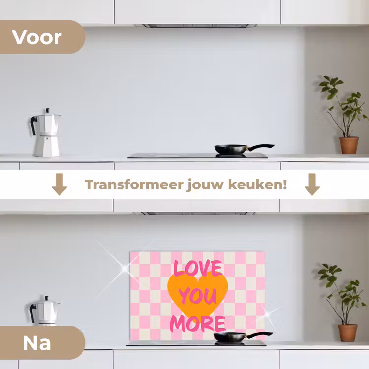 Spatscherm keuken - Valentijn - Love - Roze - Oranje — 7