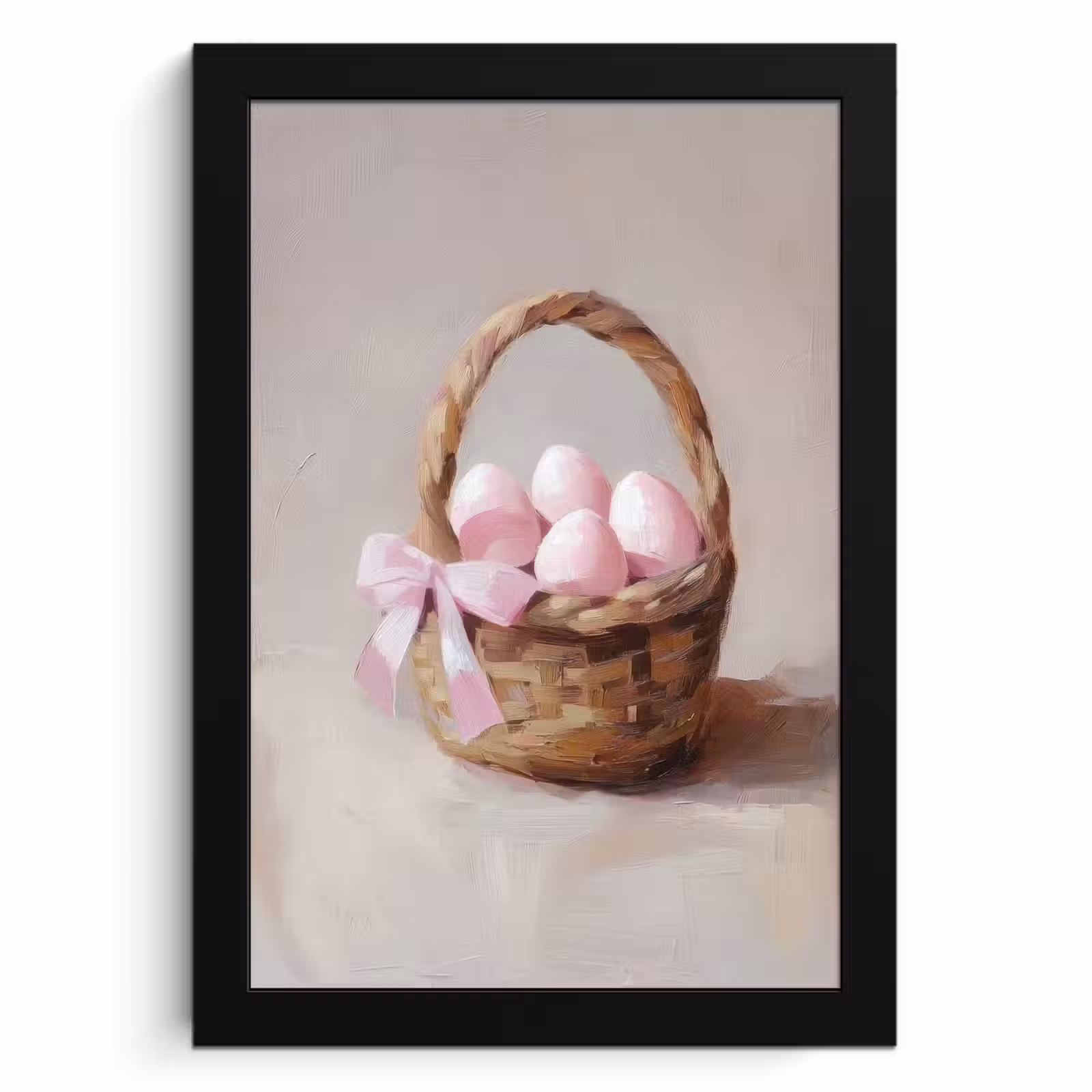 Poster met lijst - Mand - Eieren - Roze — 1