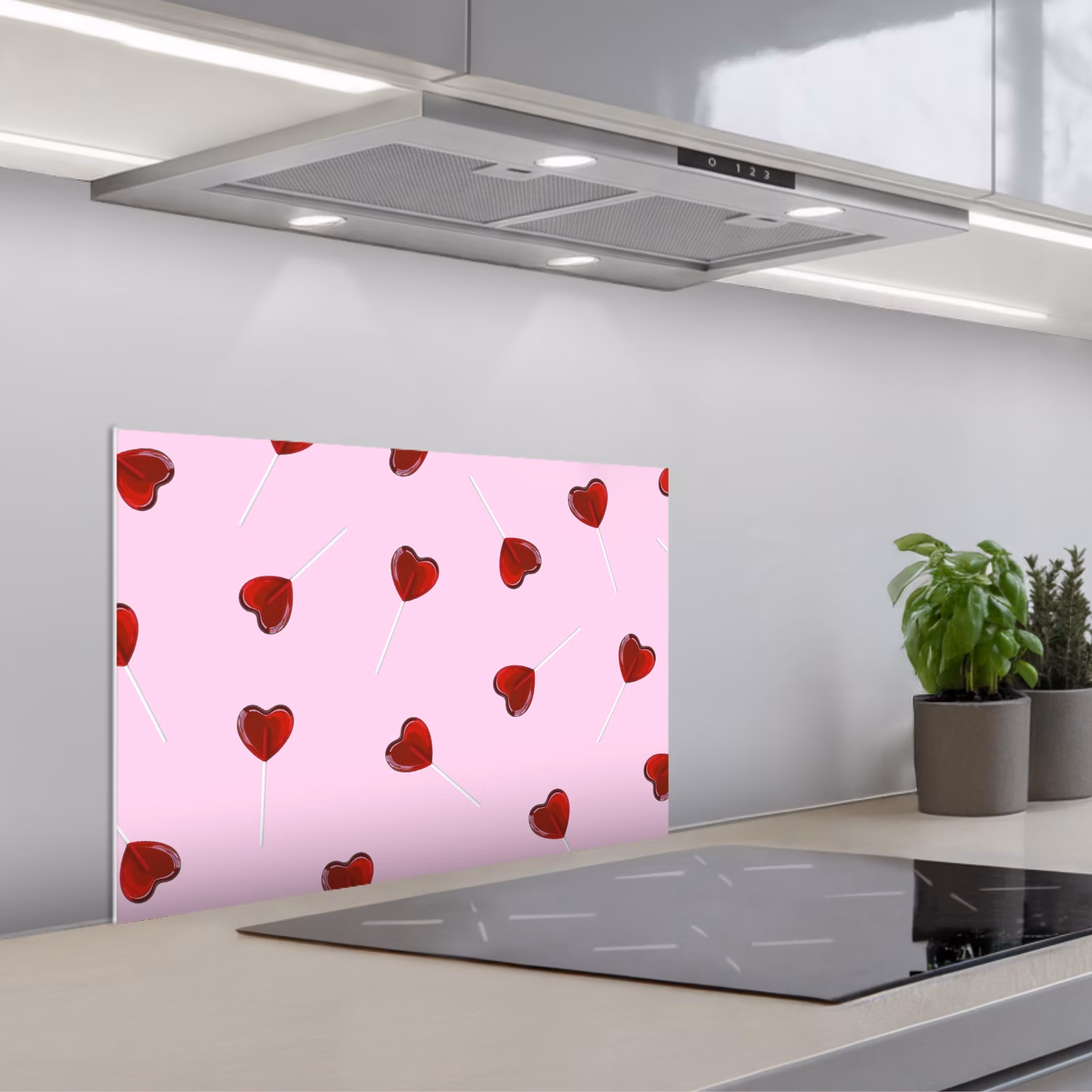 Spatscherm keuken - Roze - Hart - Lolly - Snoep — 1