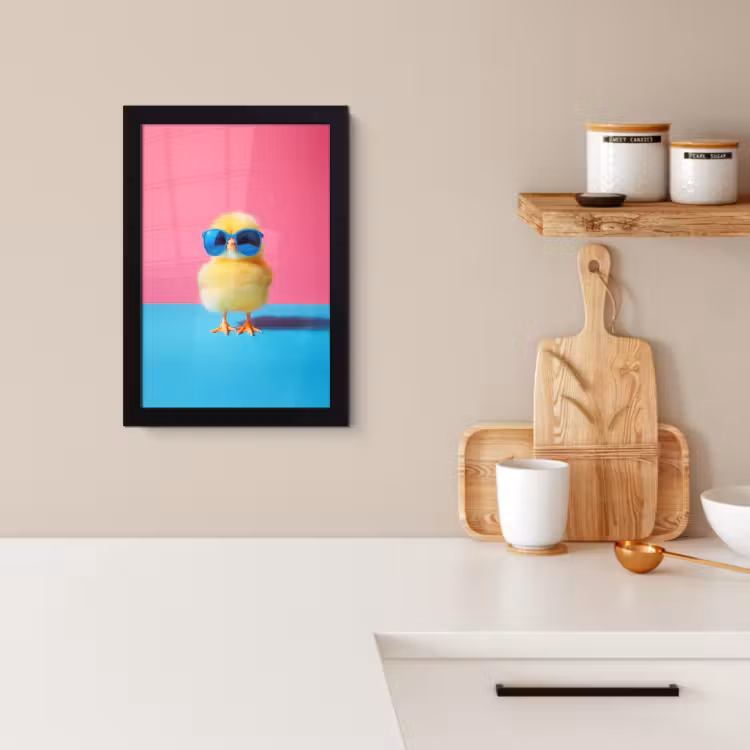 Poster met lijst - Kuiken - Zonnebril - Blauw — 3