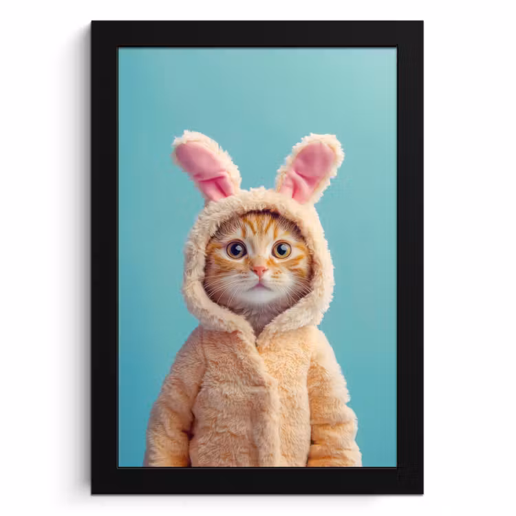 Poster met lijst - Paashaas - Kat - Kostuum — 1