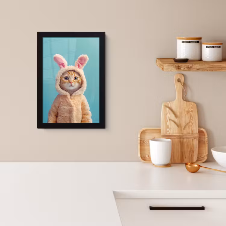 Poster met lijst - Paashaas - Kat - Kostuum — 2