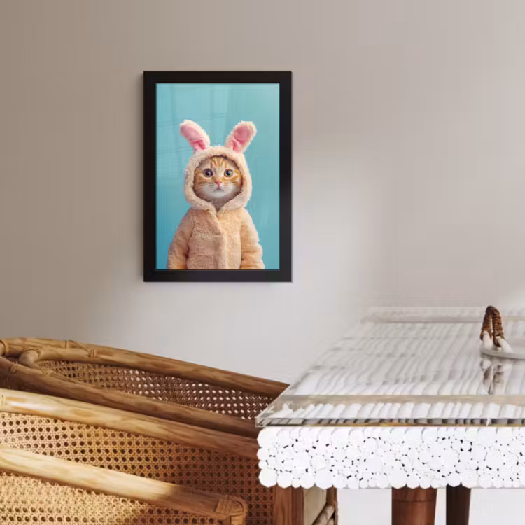 Poster met lijst - Paashaas - Kat - Kostuum — 4