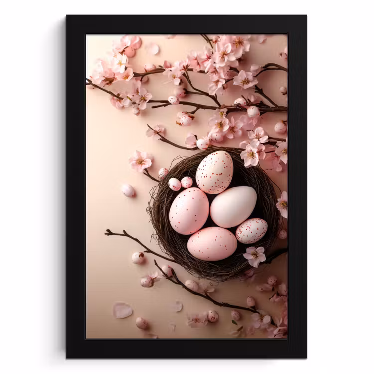Poster met lijst - Roze - Bloesems - Eieren — 1