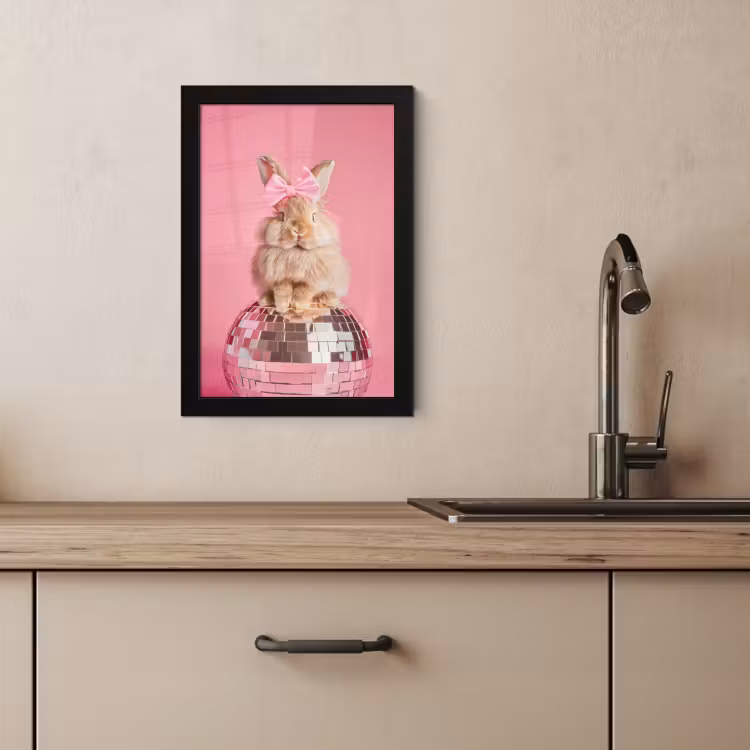 Poster met lijst - Strik - Discobal - Konijn — 2