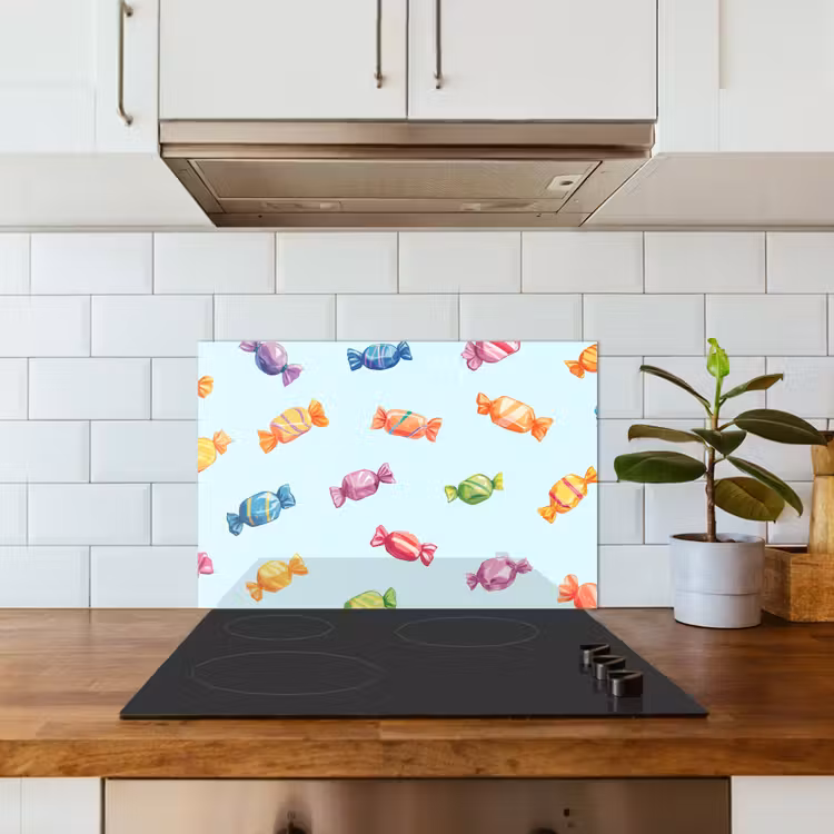 Spatscherm keuken - Blauw - Patroon - Snoep — 3