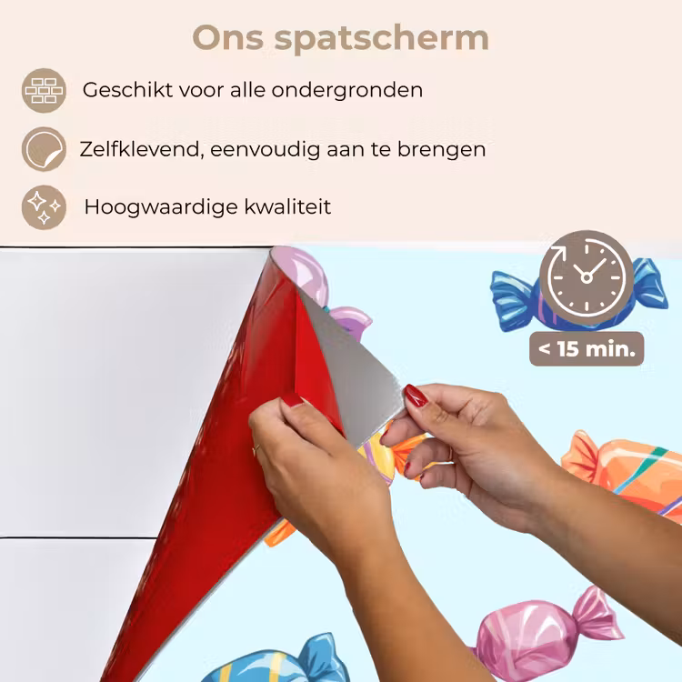 Spatscherm keuken - Blauw - Patroon - Snoep — 4