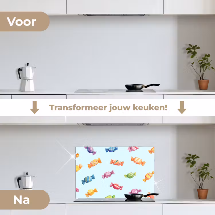 Spatscherm keuken - Blauw - Patroon - Snoep — 7