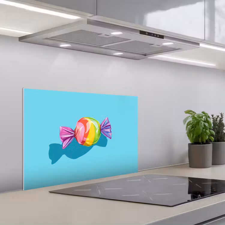 Spatscherm keuken - Blauw - Snoep - Regenboog — 1