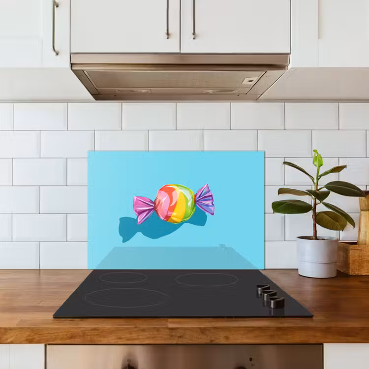 Spatscherm keuken - Blauw - Snoep - Regenboog — 3