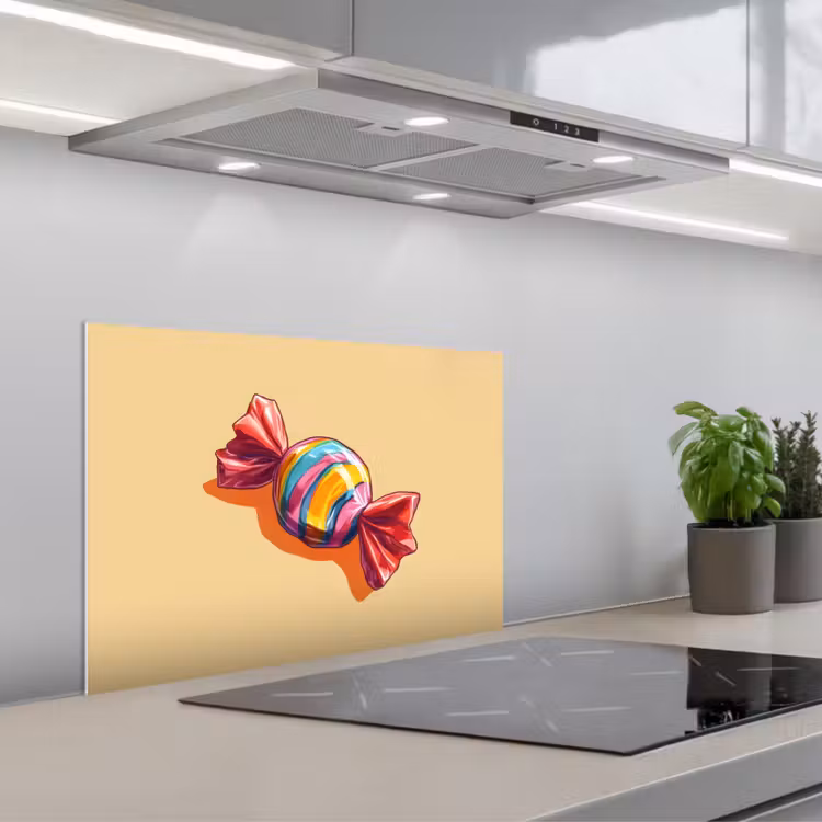 Spatscherm keuken - Geel - Snoep - Kleur — 1