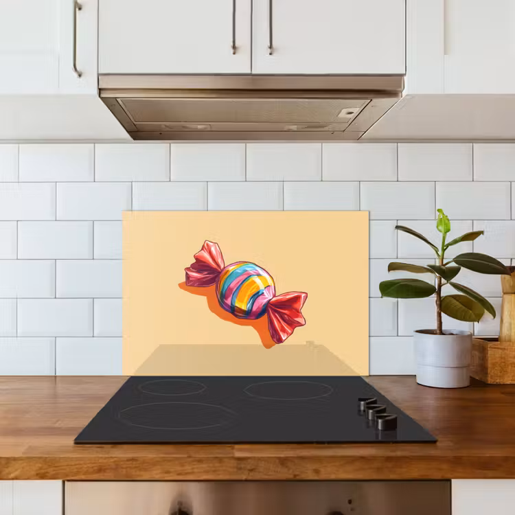 Spatscherm keuken - Geel - Snoep - Kleur — 3