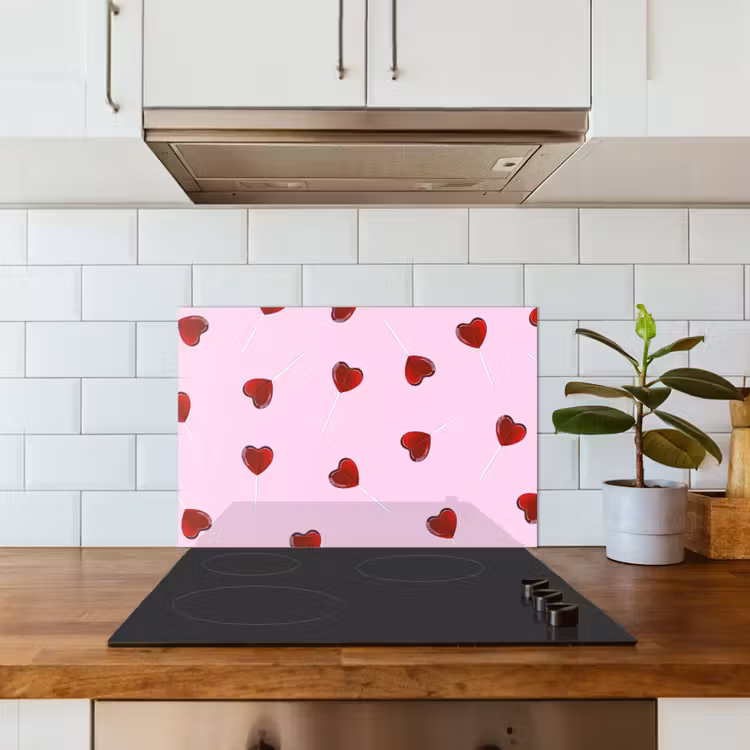 Spatscherm keuken - Roze - Hart - Lolly - Snoep — 3