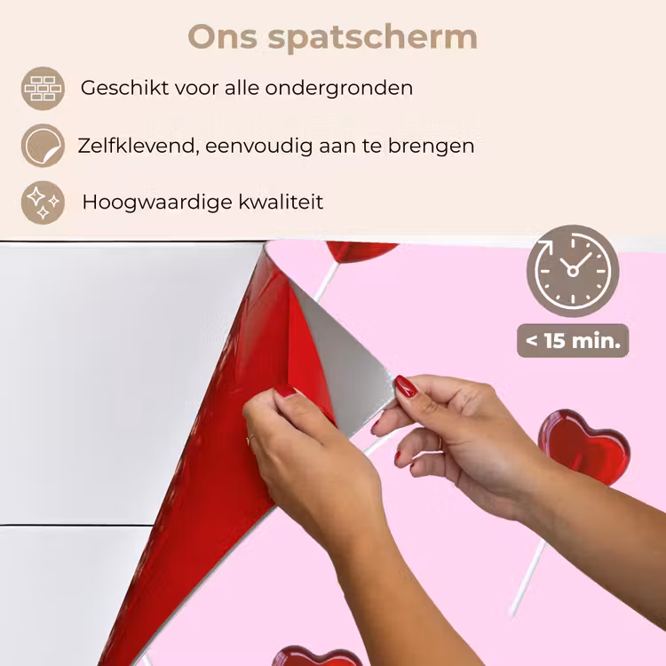 Spatscherm keuken - Roze - Hart - Lolly - Snoep — 4
