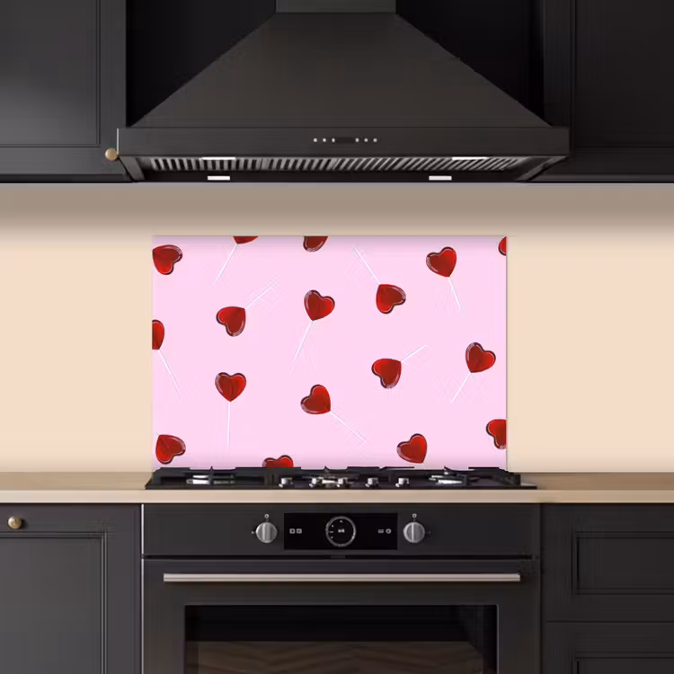 Spatscherm keuken - Roze - Hart - Lolly - Snoep — 5