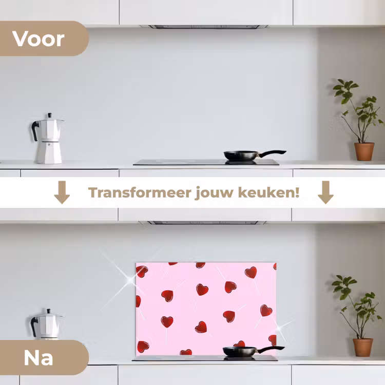 Spatscherm keuken - Roze - Hart - Lolly - Snoep — 7