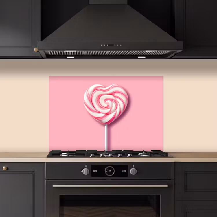 Spatscherm keuken - Snoep - Lolly - Hart- Roze — 5