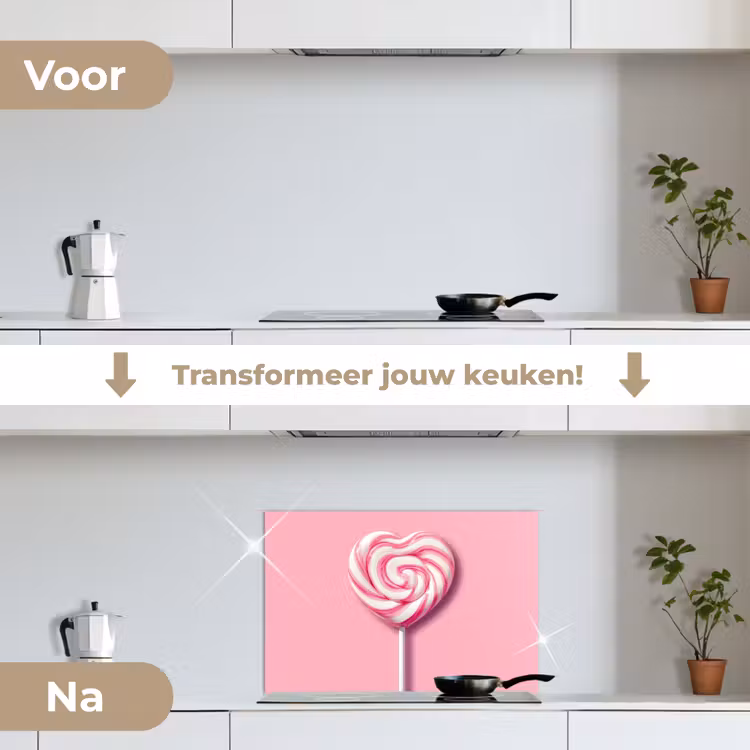 Spatscherm keuken - Snoep - Lolly - Hart- Roze — 7