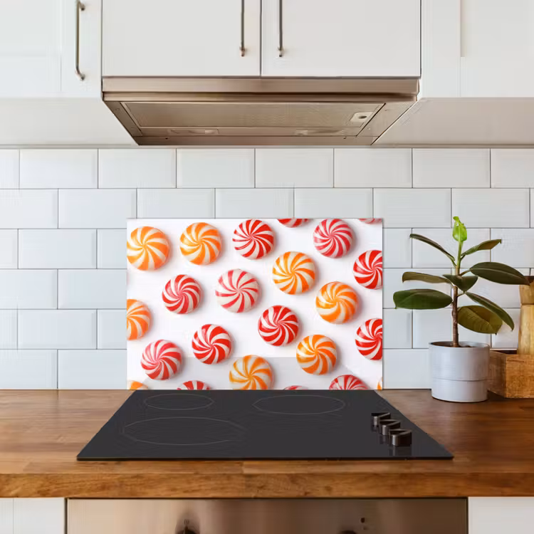 Spatscherm keuken - Snoep - Patroon - Rood - Oranje — 3