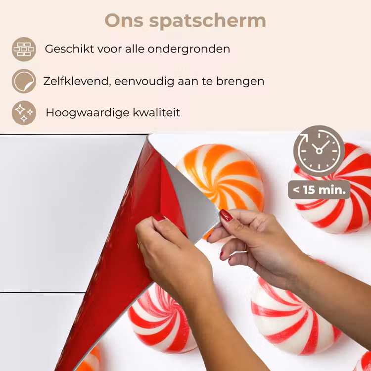 Spatscherm keuken - Snoep - Patroon - Rood - Oranje — 4