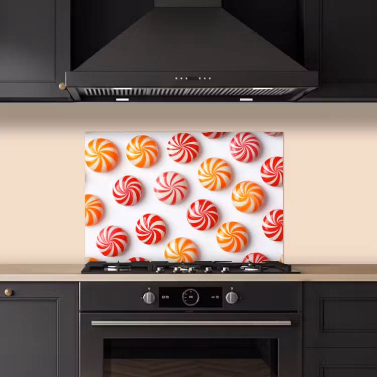 Spatscherm keuken - Snoep - Patroon - Rood - Oranje — 5