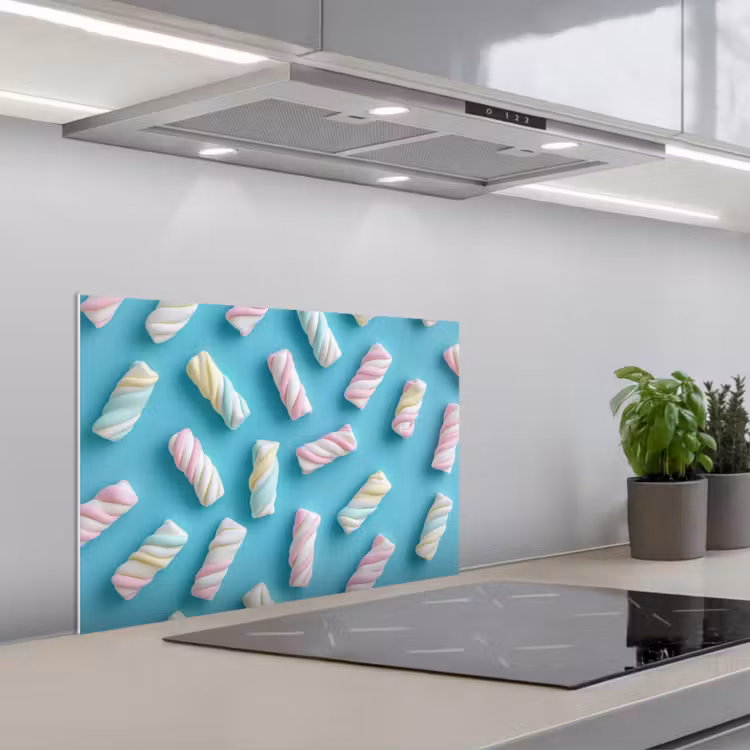 Spatscherm keuken - Spekjes - Pastel - Snoep - Blauw — 1
