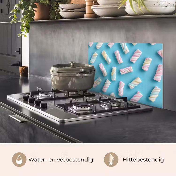 Spatscherm keuken - Spekjes - Pastel - Snoep - Blauw — 2