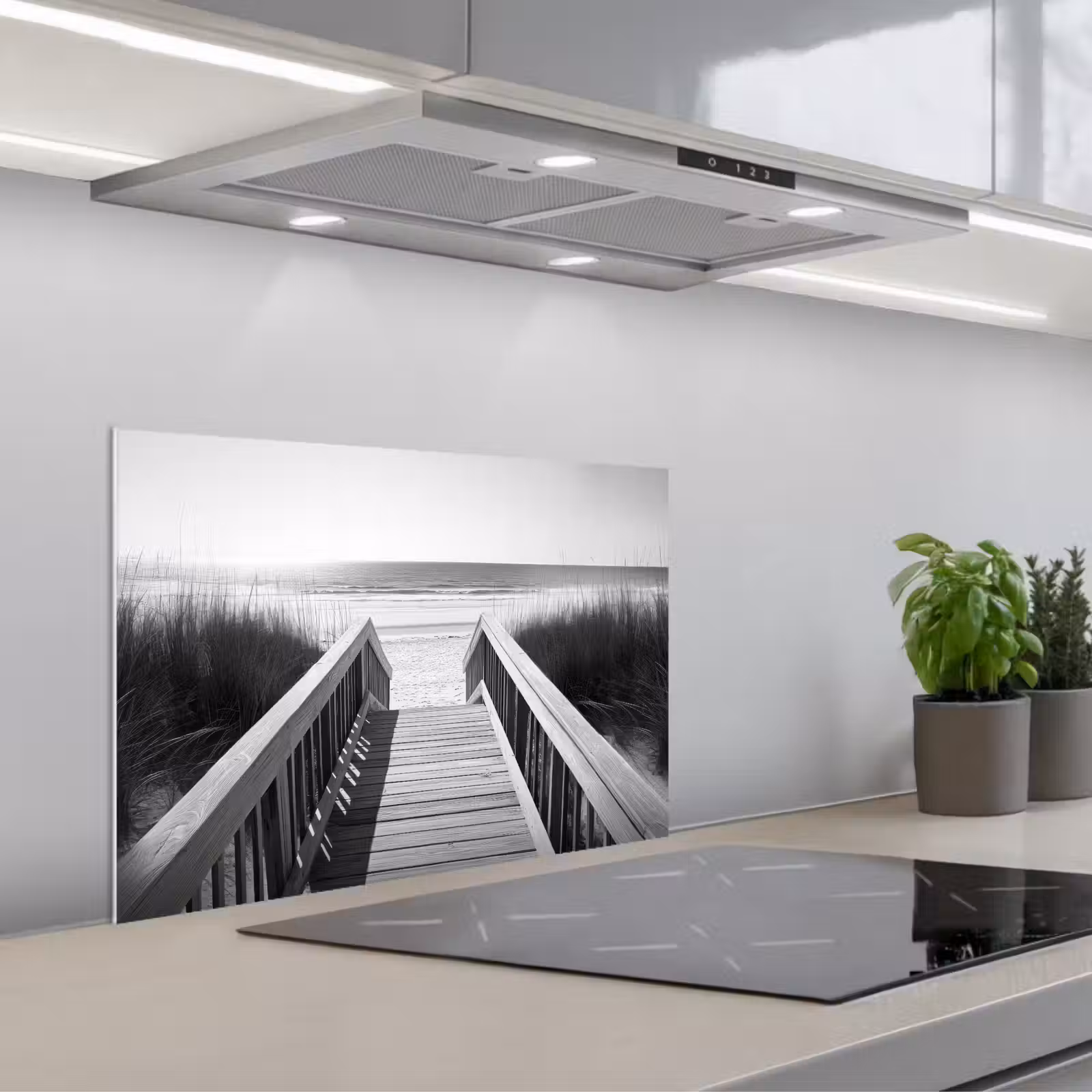Spatscherm keuken - Loopbrug - Hout - Strand - Zee — 1