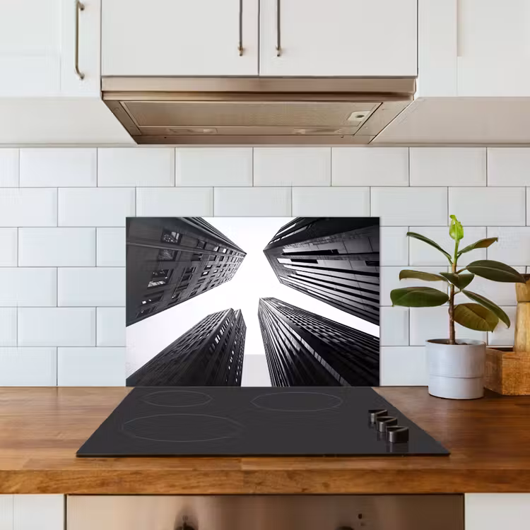 Spatscherm keuken - Gebouwen - Lucht - Zwart — 3