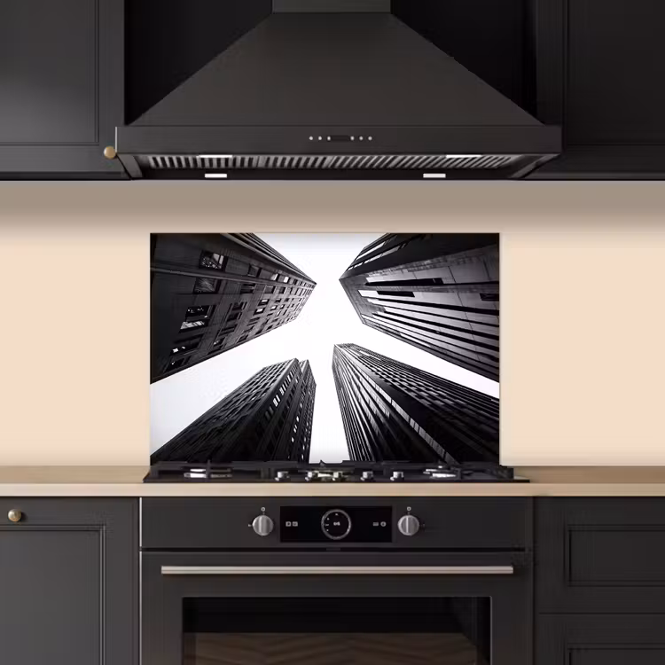 Spatscherm keuken - Gebouwen - Lucht - Zwart — 5