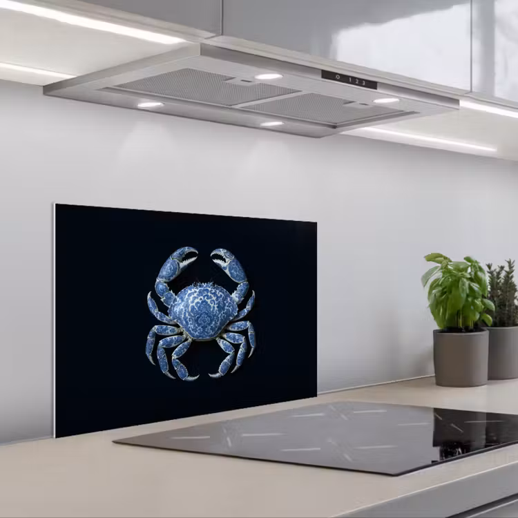 Spatscherm keuken - Krab - Delfts blauw - Dieren — 1