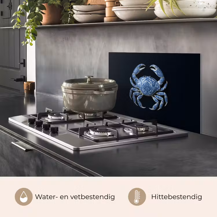 Spatscherm keuken - Krab - Delfts blauw - Dieren — 2