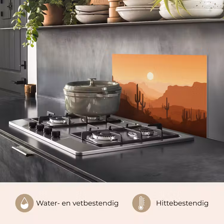 Spatscherm keuken - Landschap - Woestijn - Cactussen - Zon — 2