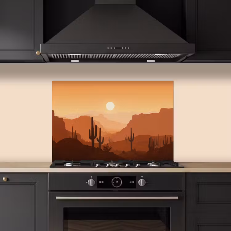 Spatscherm keuken - Landschap - Woestijn - Cactussen - Zon — 5