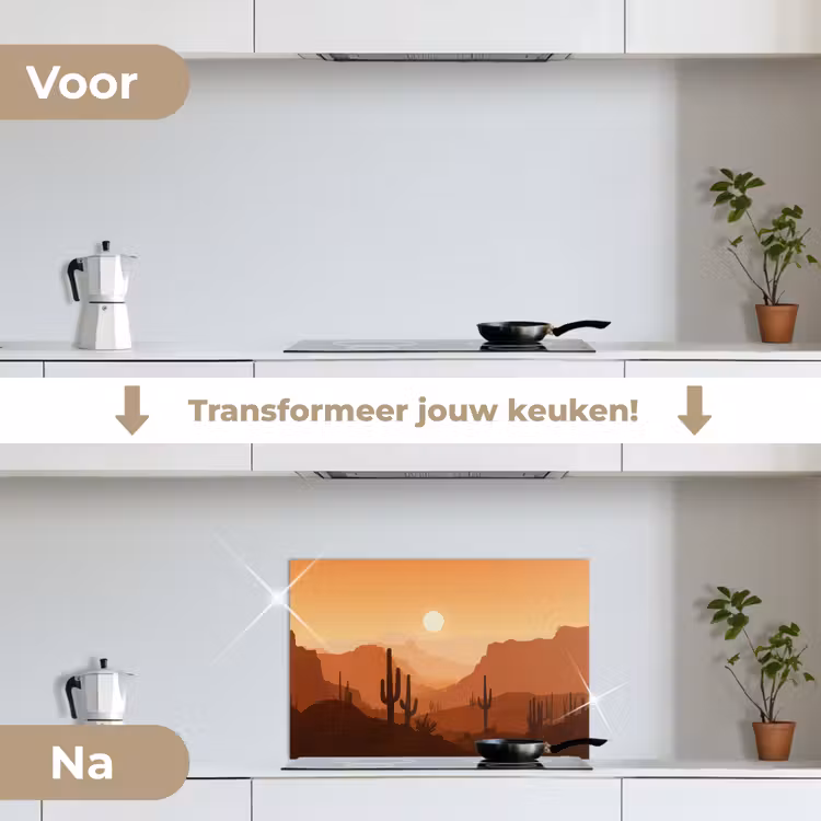 Spatscherm keuken - Landschap - Woestijn - Cactussen - Zon — 7