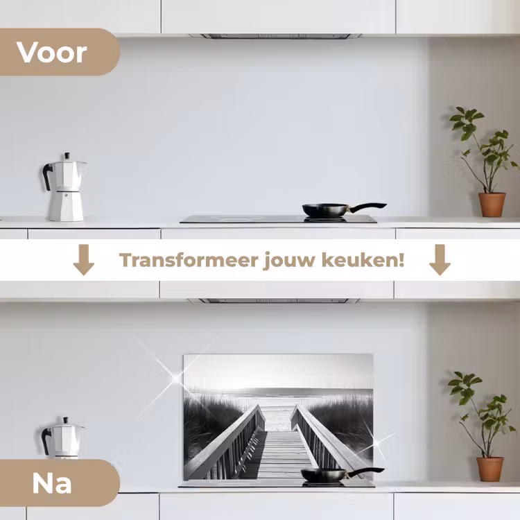 Spatscherm keuken - Loopbrug - Hout - Strand - Zee — 7
