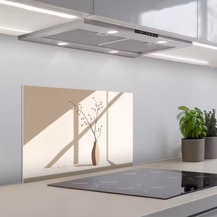 Spatscherm keuken - Vaas - Takken - Bessen - Minimalistisch — 1