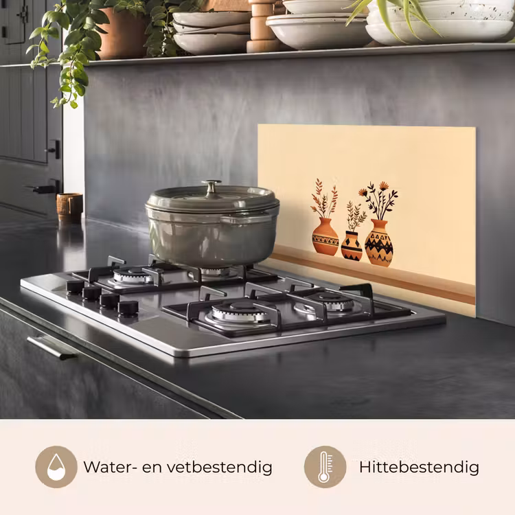 Spatscherm keuken - Vazen - Bloemen - Bladeren - Minimalistisch — 2