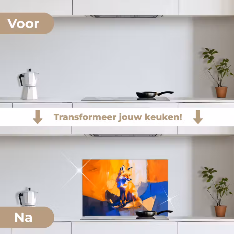 Spatscherm keuken - Vos - Oranje - Vormen - Abstract — 7