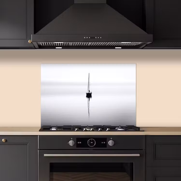 Spatscherm keuken - Zeilboot - Zwart - Water - Silhouet — 5