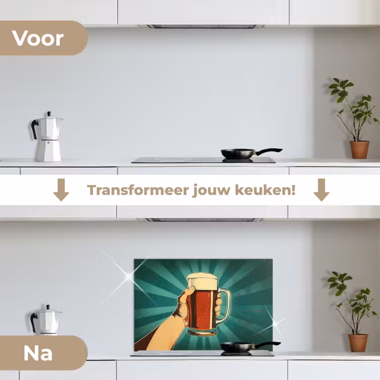 Spatscherm keuken - Bierglas - Schuim - Retro - Groen — 7