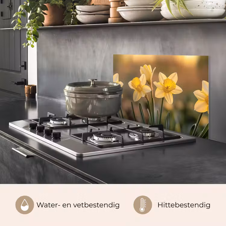 Spatscherm keuken - Bloemen - Geel - Wazig — 2