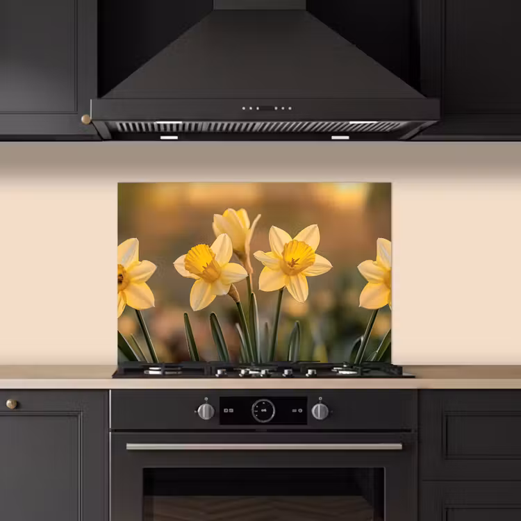 Spatscherm keuken - Bloemen - Geel - Wazig — 5